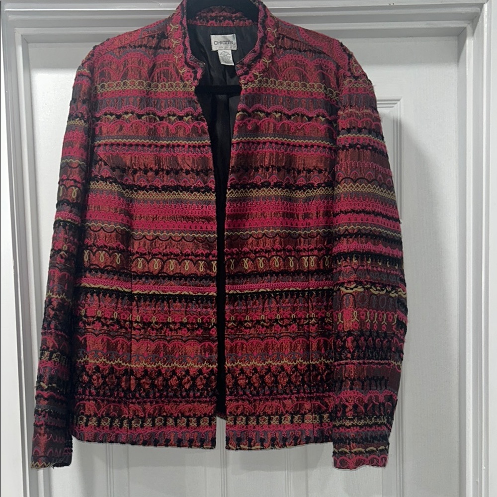 Chico's Multicolor Patterned Open Jacket - image 1